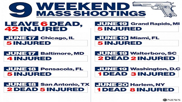 At least 6 dead, 42 injured in weekend mass shootings across US - Vimarsana News