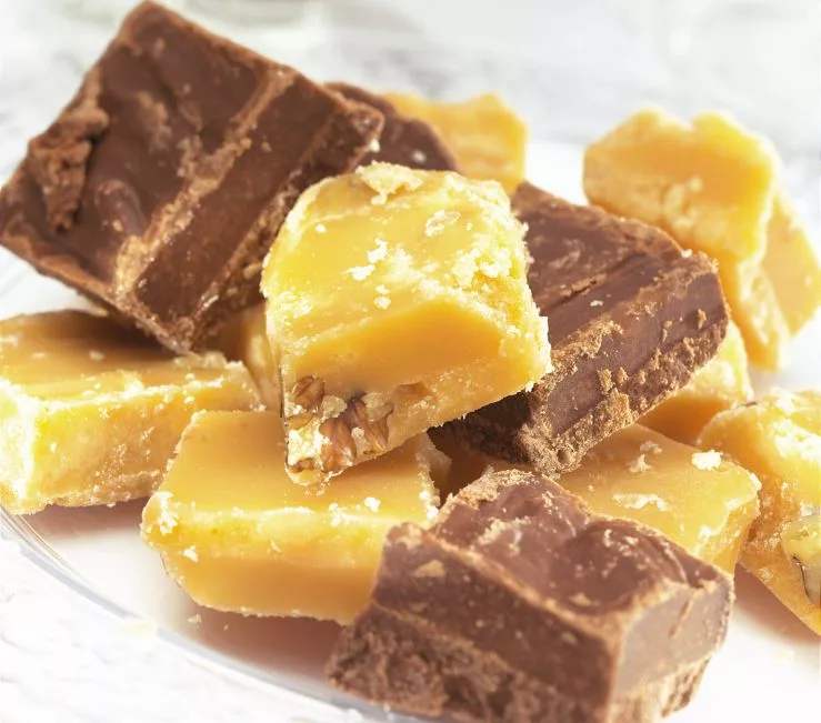 hand-made-fudge-on-glass-plate