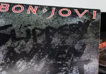 Bon Jovi music album on vinyl record LP disc. 'Slippery When Wet'