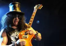 Legendary guitarist Slash during performance in Prague^ Czech republic^ February 11^ 2013