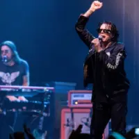 Zagreb Rockfest. The Cult band lead singer Ian Astbury on stage during the Rock Fest in Zagreb^ Croatia ZAGREB^ CROATIA - JUNE 27^ 2017
