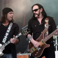 xBassplayer Ian "Lemmy" Kilmister (R) and guitarist Phil Campbell of Motorhead perform on July 4^ 2009 in Brno^ Czech Republic.