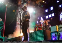 Both Brett Smith and Zach Myers entertain the crowd at the Rockstar Uproar Festival on September 25^ 2012 in Nampa^ Idaho.