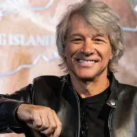 Jon Bon Jovi visits the Empire State Building in New York on September 15^ 2023 to light it in blue in partnership with iHeartRadio to announce a new Pfizer vaccine to fight COVID-19