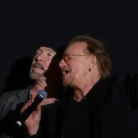 U2 stars Bono and The Edge arrived to the opening night of 29th Sarajevo Film Festival Sarajevo^ Bosnia and Herzegovina 08-11-2023