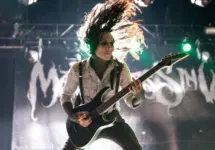 Motionless in White (metalcore music band) perform in concert at Download (heavy metal music festival) on June 22^ 2017 in Madrid^ Spain.