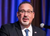 Secretary Miguel Cardona^ Department of Education at NAN 2023 Convention at Sheraton Times Square in New York on April 12^ 2023
