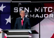Senator Mitch McConnell (R-KY) addresses the Republican National Convention at the Quicken Arena in Cleveland^ Ohio. July 19^ 2016.