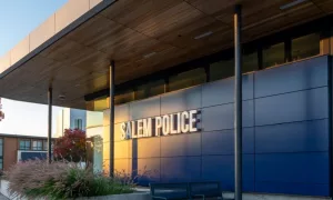Salem Police building in Salem downtown. Salem^ Oregon^ USA - October 12th^ 2024