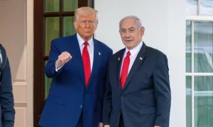 President Donald J Trump welcomes Israeli Prime Minister Benjamin Netanyahu to the White House. Washington^DC^ United States^ April 7 2025