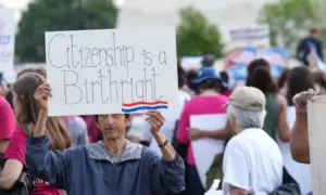 Several hundred protesters rally at the Supreme Court against president Trump's illegal executive order to make birthright citizenship conditional.Washington^ DC – May 15^ 2025: