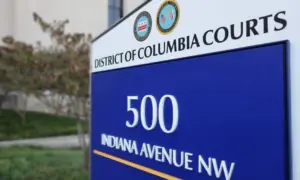 DISTRICT OF COLUMBIA COURTS - APPEALS and SUPERIOR COURT sign at building exterior WASHINGTON - NOVEMBER 2^ 2019