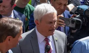 Republican member of the House of Representatives James Comer visited the tent camp on the George Washington University GWU^ DC^ USA - May 1st^ 2024