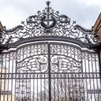 The iron gates of Harvard in Cambridge^ MA^ USA.