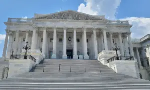 The Eastern facade with the stair to the House of Representatives of the United States Capitol Building^ on Capitol Hill in Washington DC^ USA.