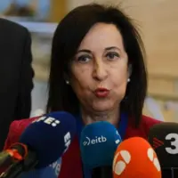 Margarita Robles^ Minister of Defence arrives for a two-day meeting of the alliance's Defence Ministers at the NATO headquarters in Brussels^ Belgium on Feb. 14^ 2023.