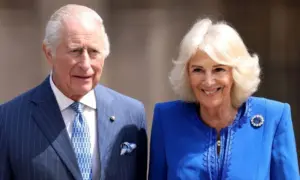King Charles III and Queen Camilla visit the Colosseum on day two of their state visit to Italy. Rome^ Italy - April 08^ 2025: