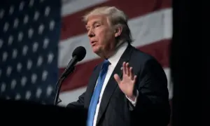 Pres. Donald Trump speaking to his supporters at the “Make America Great Again” rally in the Sioux City Iowa convention center SIOUX CITY^ IOWA^ USA - NOVEMBER 6^ 2016