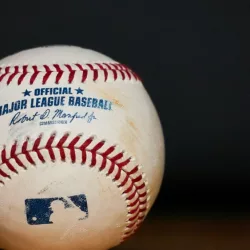 closeup of Major League Baseball (MLB) Baseball (used)