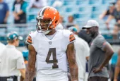 Deshaun Watson of Cleveland Browns at TIAA Bank Field Jacksonville Florida August 12^ 2022