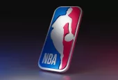 NBA. National Basketball Association logo on dark background. 3D render