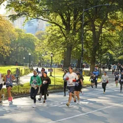 NEW YORK^ USA - NOV 6^ 2021: 2021 New York City Marathon^ 50th running of that city premier long-distance race^ was held on November 7^ 2021