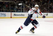 NHL Hockey: Alex Ovechkin^ of the Washington Capitals^ during a game between the Capitals and New York Islanders at Nassau Coliseum. UNIONDALE^ NEW YORK^ UNITED STATES