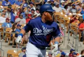 Justin Turner shortstop for the Los Angles Dodgers at Camelback Ranch -Glendale in Phoenix^ AZ USA March 12^2018.