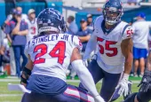 #24 DEREK STINGLEY JR. 55 JERRY HUGHES HOUSTON TEXANS VS JACKSONVILLE JAGUARS OCTOBER 9^ 2022 at TIAA BANK FIELD JACKSONVILLE FLORIDA
