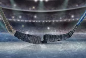 Ice hockey players on the grand ice arena