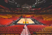American Airline Arena empty seats of after a Miami Heat basketball game. MIAMI - MARCH 31^ 2018