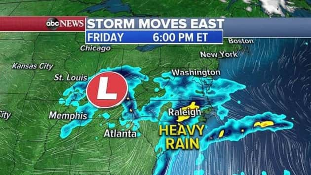 Storm that drenched the South moving into Northeast for weekend ...