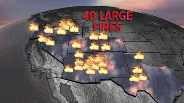 Dozens of large wildfires burning in West as California feels the heat ...