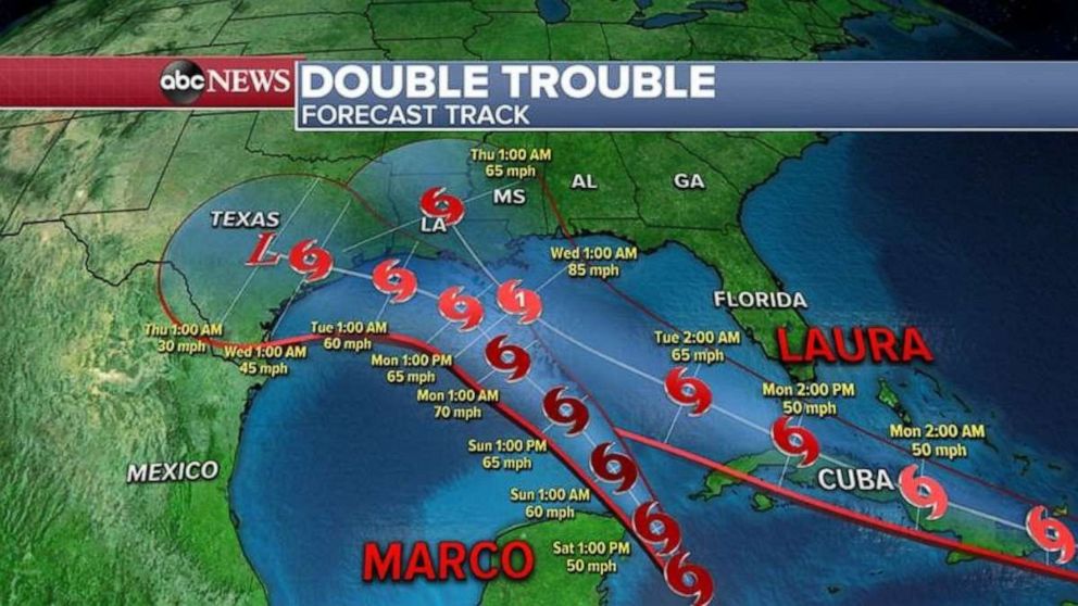 Tropical Storm Laura, Marco head toward Gulf of Mexico ...