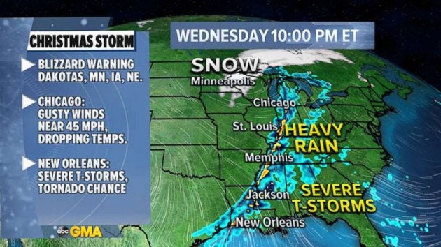 Storm hitting Midwest and South before heading to East Coast for
