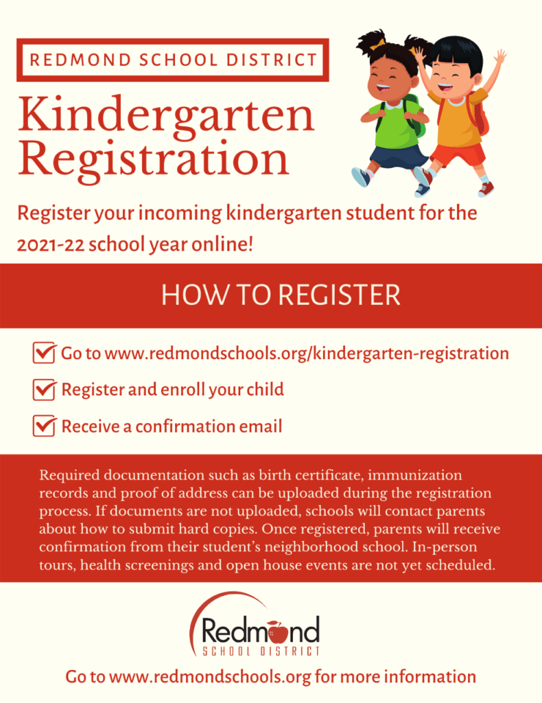 Online Registration For Redmond Kindergarteners