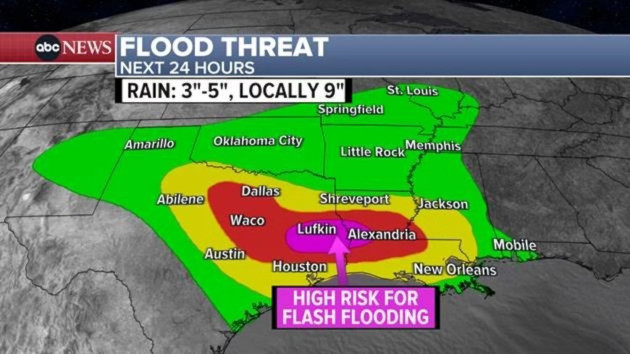 Rare 'high risk' warning for flash flooding issued in Texas, Louisiana ...