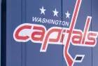Washington Capitals logo on the side of their home arena Capital One Arena in downtown D.C.