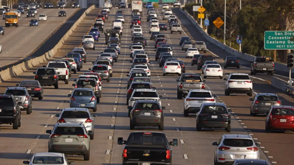 san-diego-california-april-8-traffic-backs-up-on-southbound-interstate-5-heading-into-downtown-san-diego-during-the-afternoon-rush-hour-on-april-8-2025-in-san-diego-california-photo-by-kevin-carterget