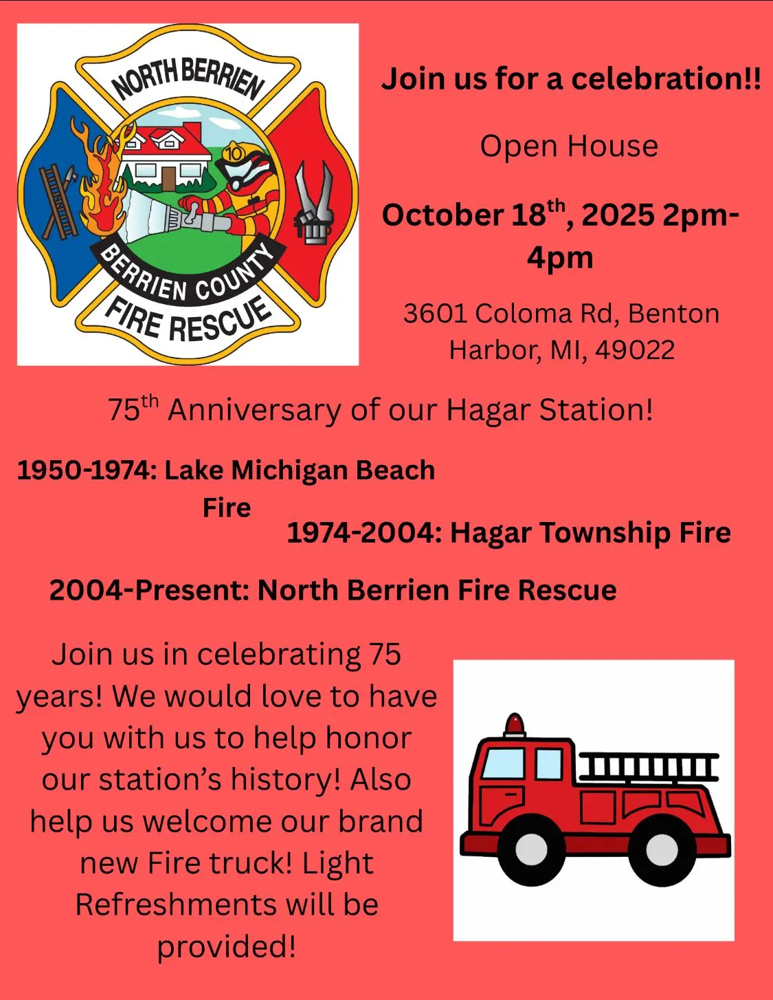 North Berrien Fire Hagar Station 75 Anniversary