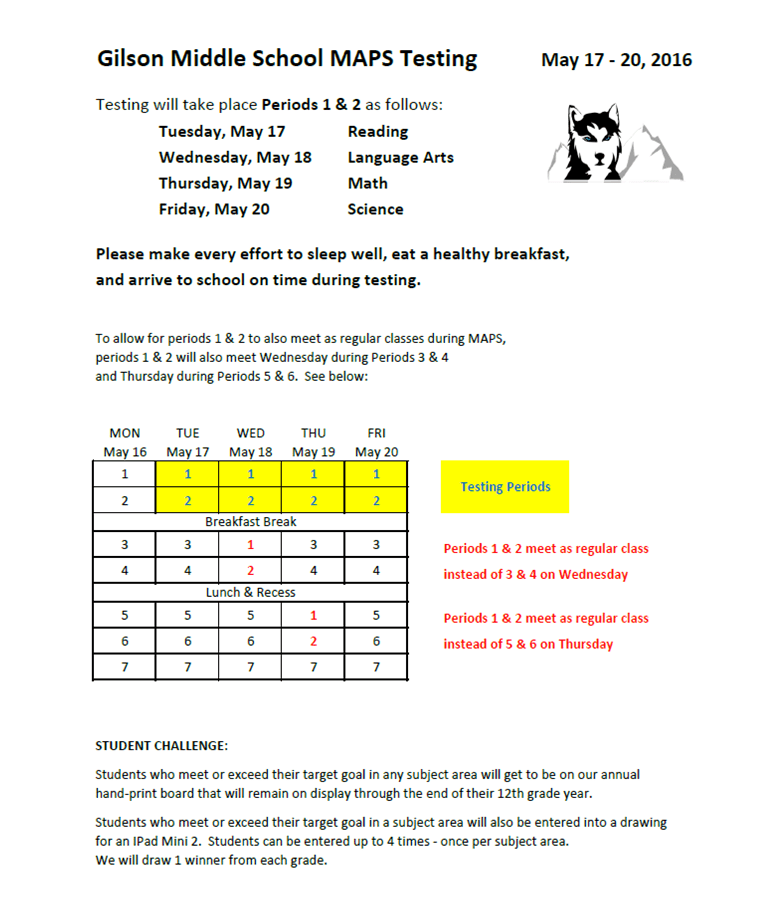 Gilson Middle School Maps Testing Kvak