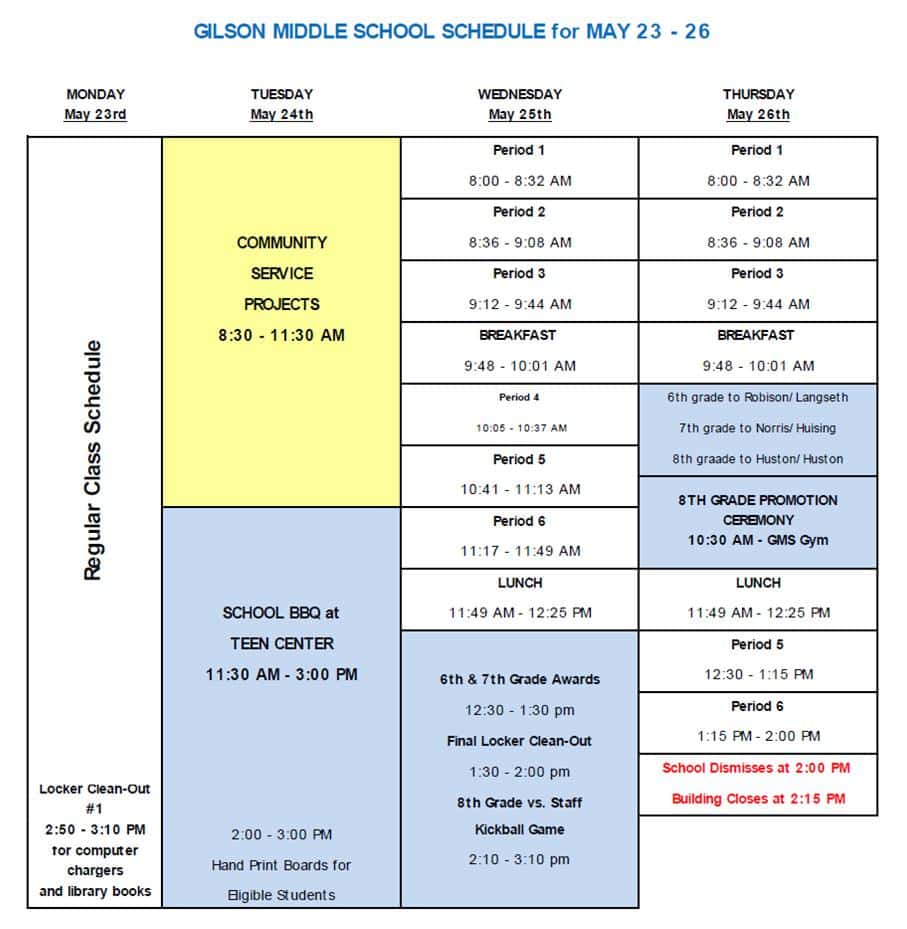 GMS Schedule
