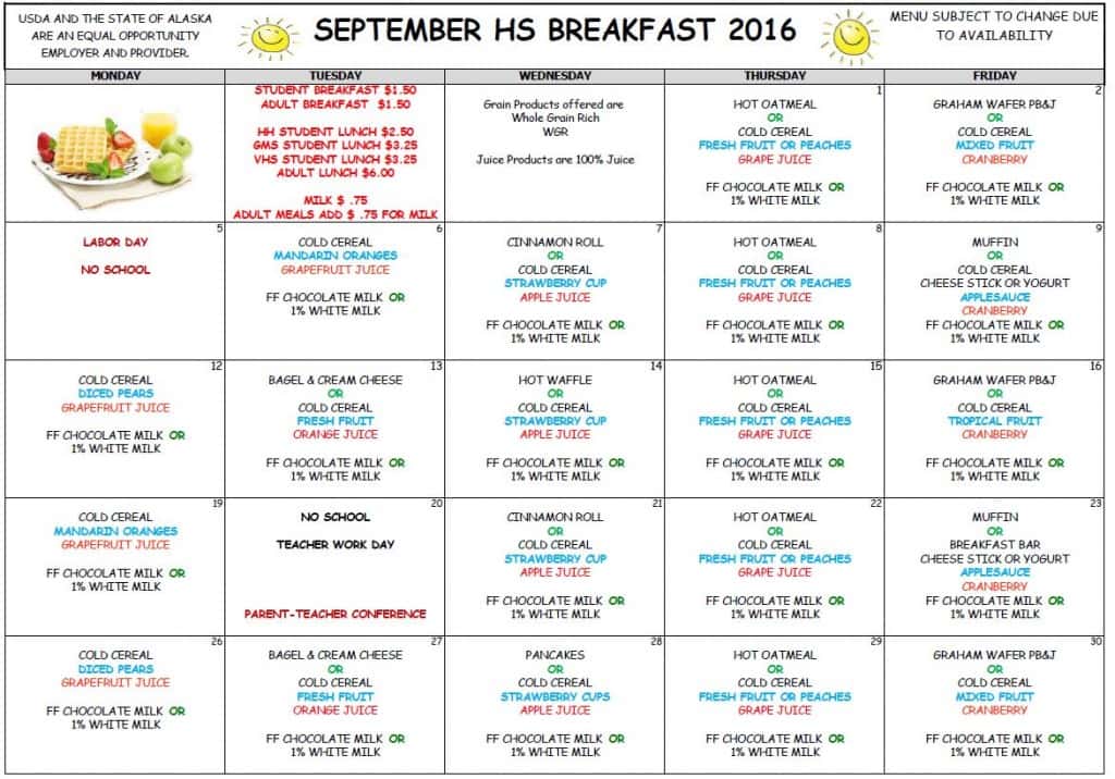 VHS Sept Breakfast Menu 2016