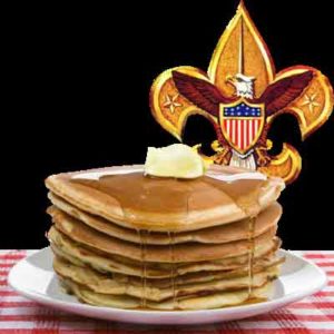 Stack of pancakes with boyscout logo