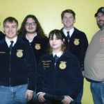 Burns Flat FFA students were on the Today in Ag radio show with host, Jimmy Clark on Thursday, Feburary 16. Pictured from left are Trevor Teague, Evan Donaldson, Treyton Owens, Jolene Thompson, Luke Schnebergery and Advisor, David Layton.