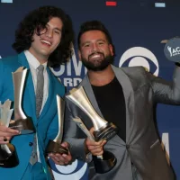 Dan Smyers^ Shay Mooney^ Dan + Shay at the 54th Academy of Country Music Awards at the MGM Grand Garden Arena on April 7^ 2019 in Las Vegas^ NV