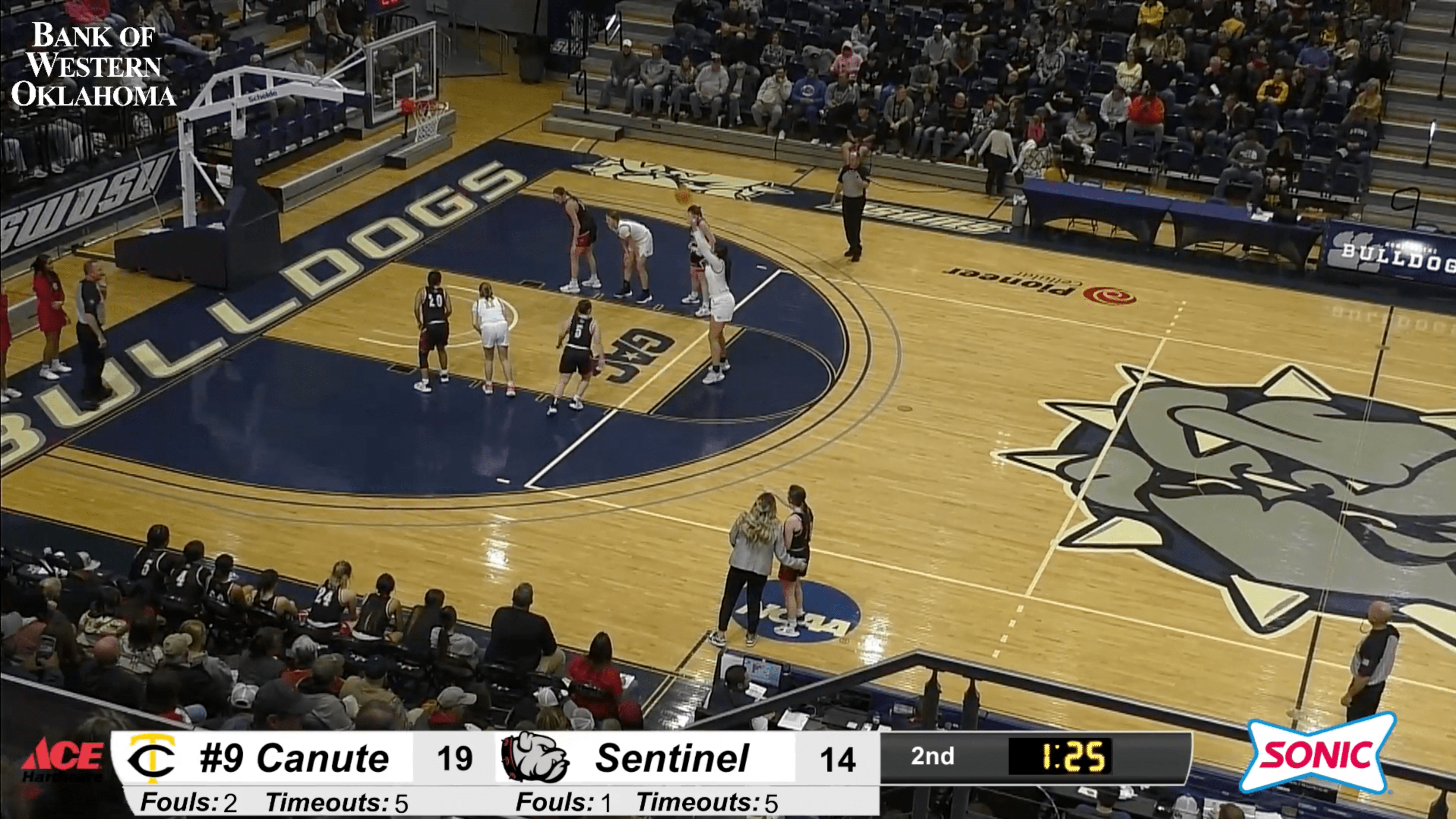ParagonTV screenshot featuring the Canute vs Sentinel girls' basketball game.