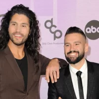 Dan Smyers and Shay Mooney of Dan + Shay at the 2022 American Music Awards ^ Microsoft Theater in Los Angeles^ USA on November 20^ 2022.