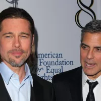 Brad Pitt^ George Clooney at the West Coast Premiere Reading of "8" Shows^ Wilshire Ebell Theater^ Los Angeles^ CA 03-03-12