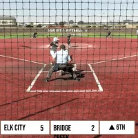 Elk City Elkettes vs. Bridge Creek in the first round of the double-elimination regional softball finals, Elk City leading 5-2 in the 6th inning.